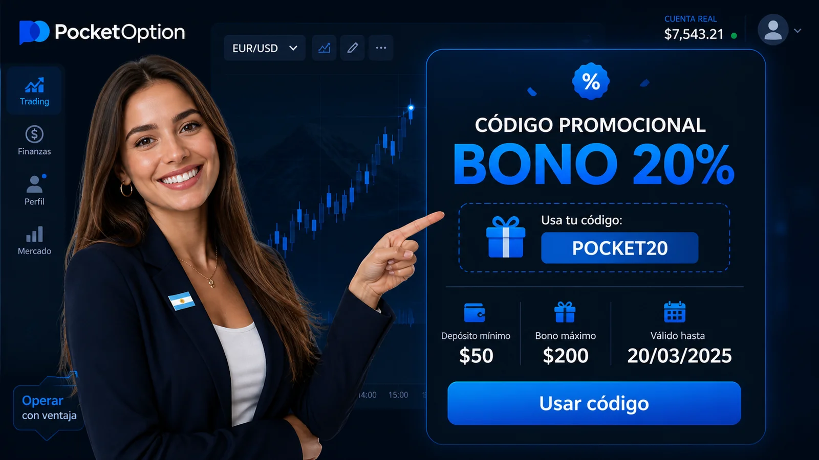 Código Promocional PocketOption Argentina – Bono y Alternativas